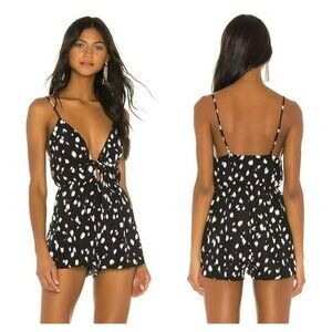 Superdown Shelby Front Tie Romper Black